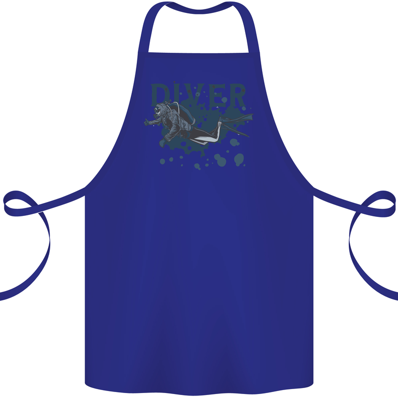 Scuba Diving Diver Cotton Apron 100% Organic Royal Blue
