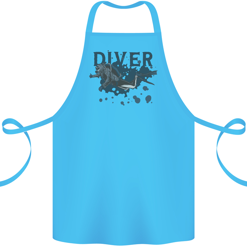 Scuba Diving Diver Cotton Apron 100% Organic Turquoise