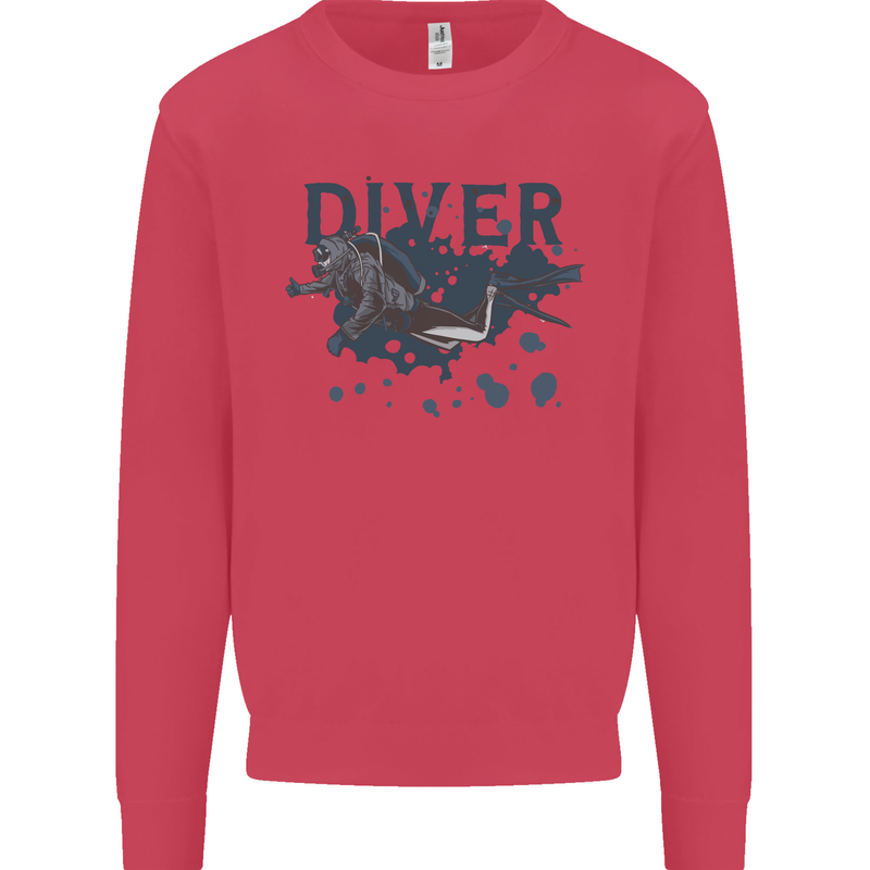 Scuba Diving Diver Kids Sweatshirt Jumper Heliconia