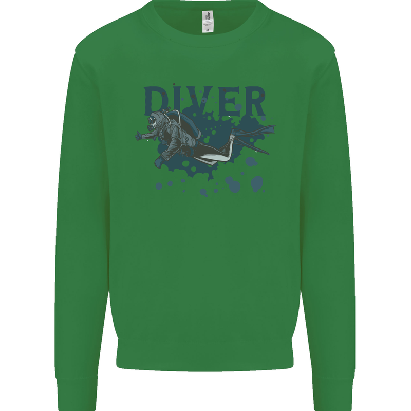 Scuba Diving Diver Kids Sweatshirt Jumper Irish Green