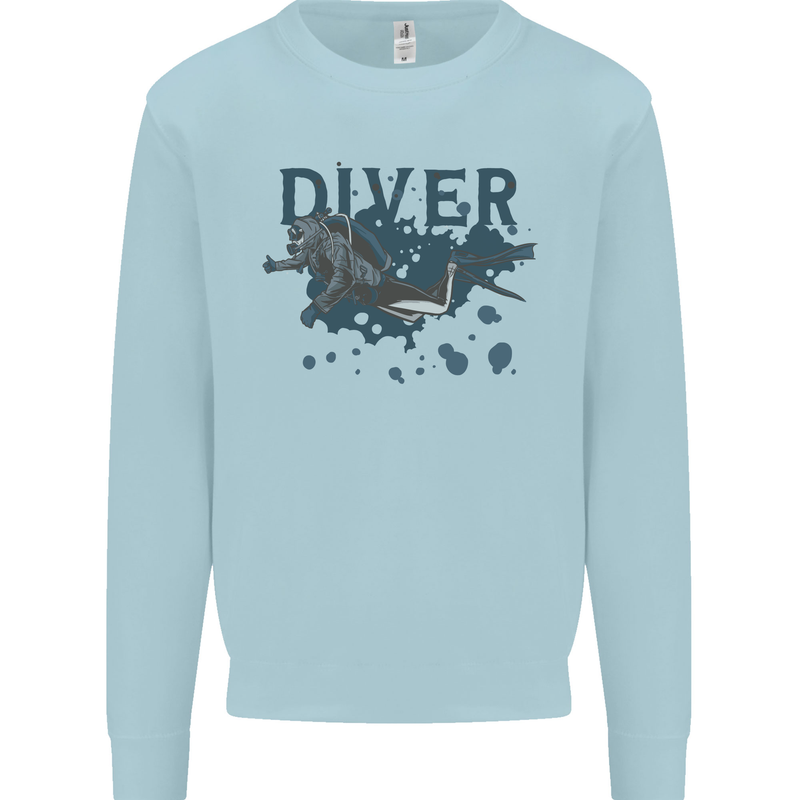 Scuba Diving Diver Kids Sweatshirt Jumper Light Blue