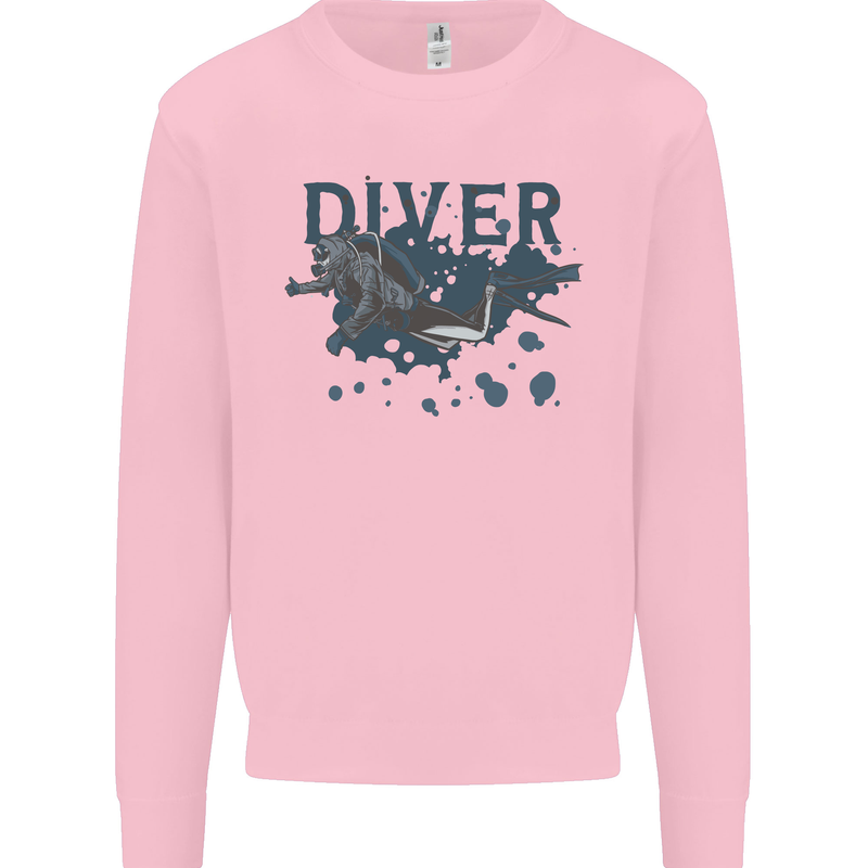 Scuba Diving Diver Kids Sweatshirt Jumper Light Pink
