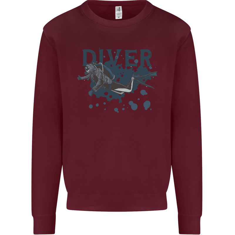 Scuba Diving Diver Kids Sweatshirt Jumper Maroon