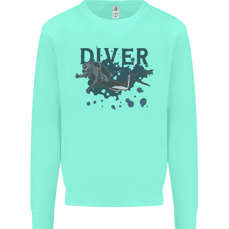 Scuba Diving Diver Kids Sweatshirt Jumper Peppermint