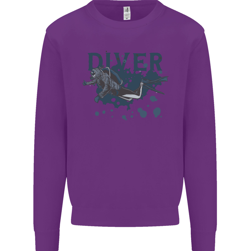 Scuba Diving Diver Kids Sweatshirt Jumper Purple