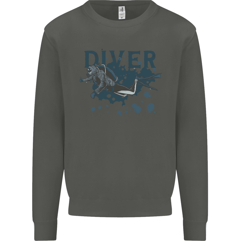 Scuba Diving Diver Kids Sweatshirt Jumper Storm Grey