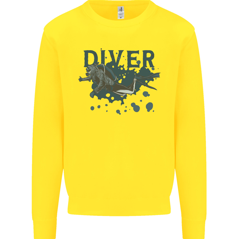 Scuba Diving Diver Kids Sweatshirt Jumper Yellow