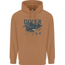Scuba Diving Diver Mens 80% Cotton Hoodie Caramel Latte