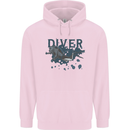 Scuba Diving Diver Mens 80% Cotton Hoodie Light Pink
