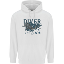 Scuba Diving Diver Mens 80% Cotton Hoodie White