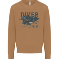 Scuba Diving Diver Mens Sweatshirt Jumper Caramel Latte