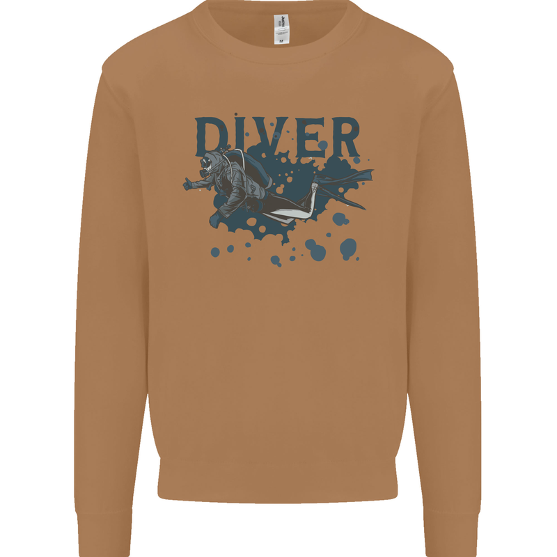 Scuba Diving Diver Mens Sweatshirt Jumper Caramel Latte