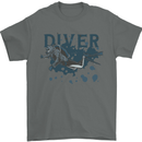 Scuba Diving Diver Mens T-Shirt 100% Cotton Charcoal