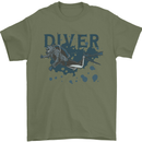 Scuba Diving Diver Mens T-Shirt 100% Cotton Military Green