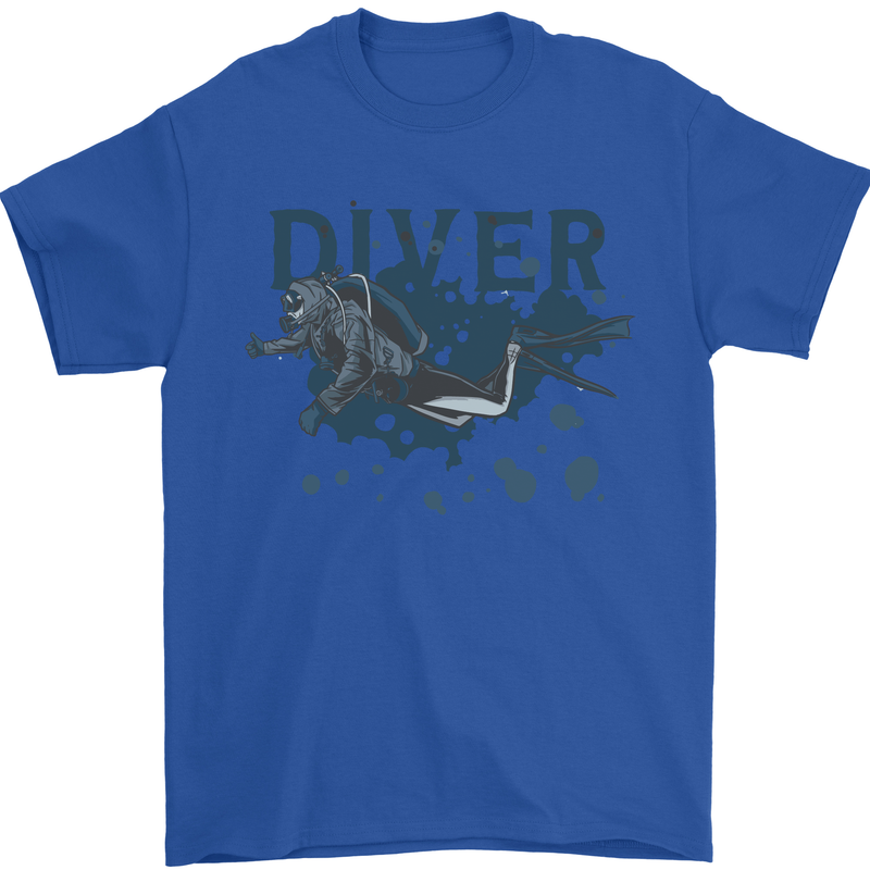 Scuba Diving Diver Mens T-Shirt 100% Cotton Royal Blue