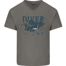 Scuba Diving Diver Mens V-Neck Cotton T-Shirt Charcoal