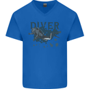 Scuba Diving Diver Mens V-Neck Cotton T-Shirt Royal Blue