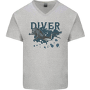 Scuba Diving Diver Mens V-Neck Cotton T-Shirt Sports Grey