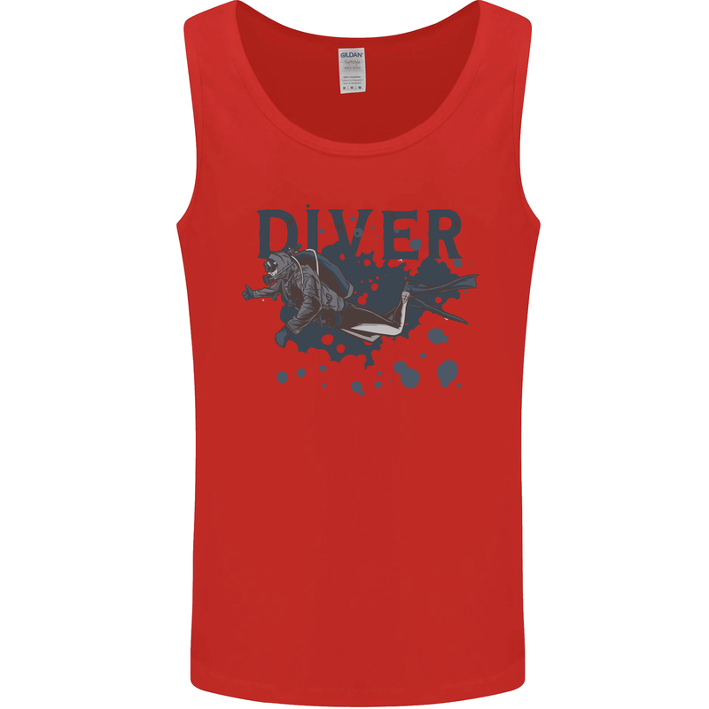 Scuba Diving Diver Mens Vest Tank Top Red