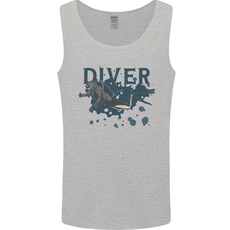 Scuba Diving Diver Mens Vest Tank Top Sports Grey