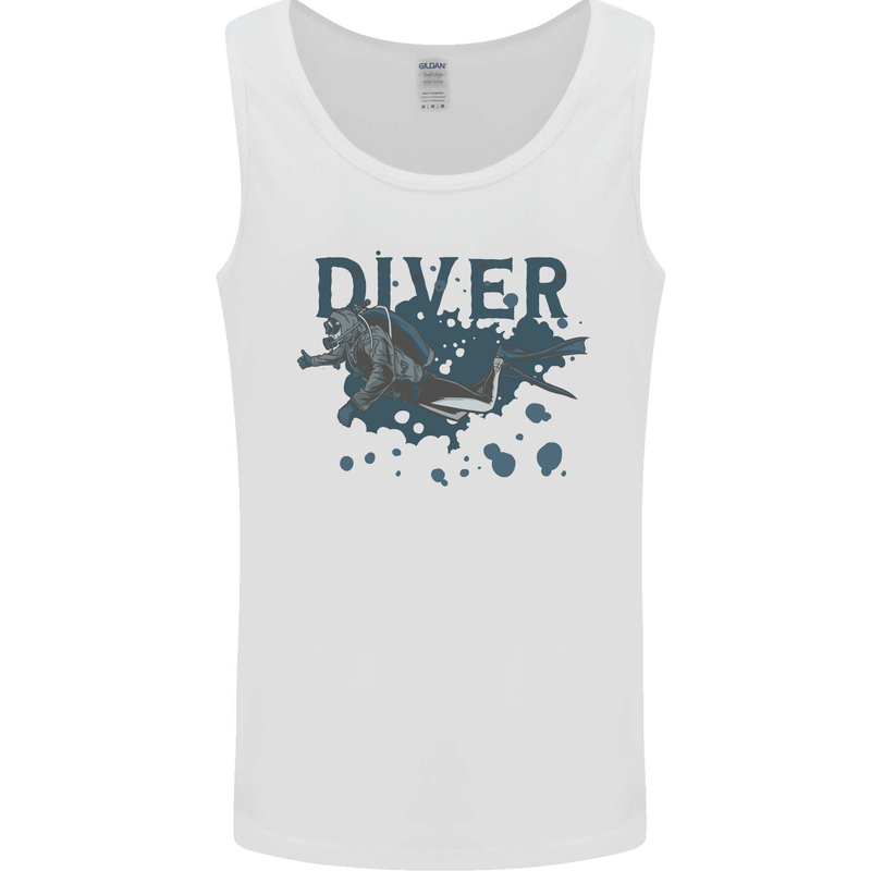 Scuba Diving Diver Mens Vest Tank Top White