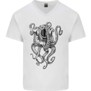 Scuba Diving Octopus Diver Mens V-Neck Cotton T-Shirt White