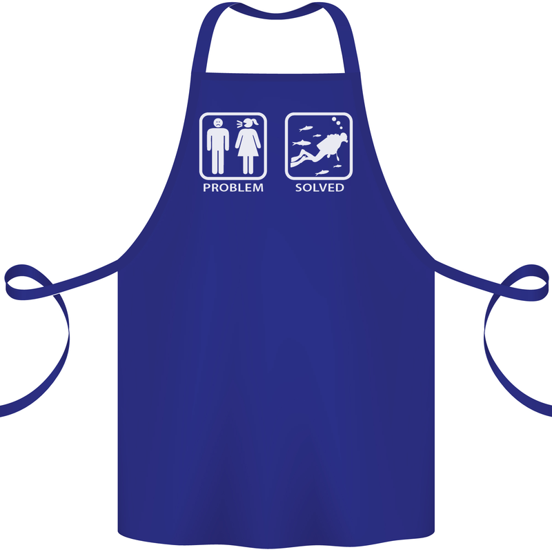 Scuba Diving Problem Solved Cotton Apron 100% Organic Royal Blue