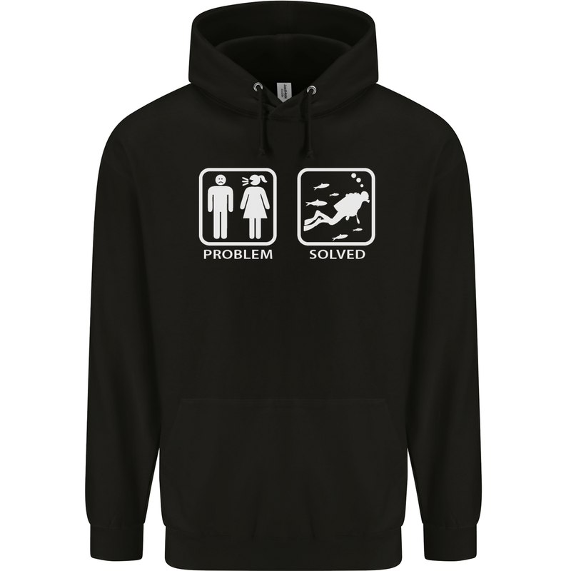 Scuba Diving Problem Solved Mens 80% Cotton Hoodie Black