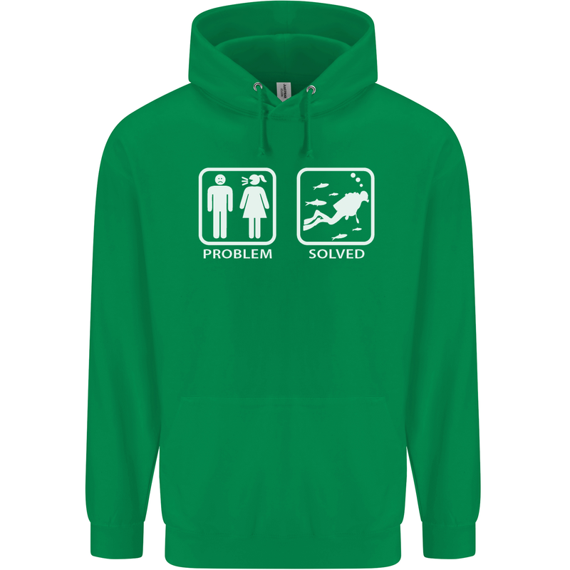 Scuba Diving Problem Solved Mens 80% Cotton Hoodie Irish Green