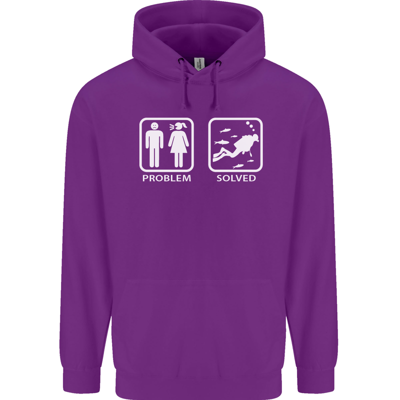 Scuba Diving Problem Solved Mens 80% Cotton Hoodie Purple