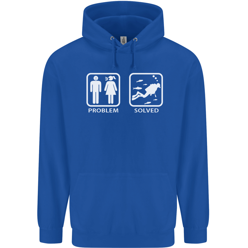 Scuba Diving Problem Solved Mens 80% Cotton Hoodie Royal Blue