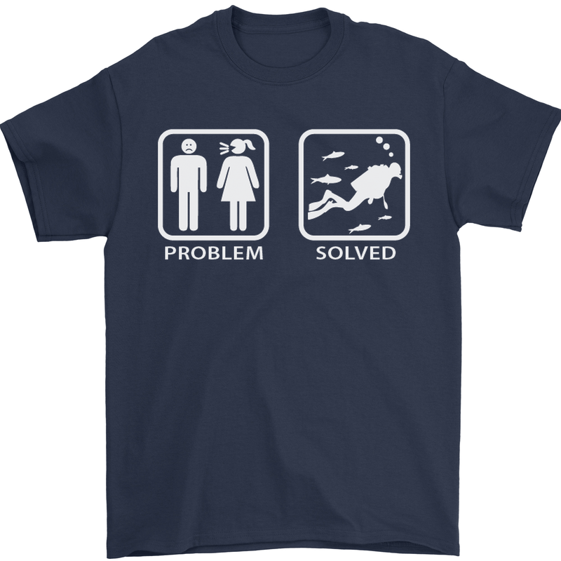 Scuba Diving Problem Solved Mens T-Shirt Cotton Gildan Navy Blue