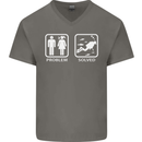 Scuba Diving Problem Solved Mens V-Neck Cotton T-Shirt Charcoal