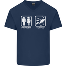 Scuba Diving Problem Solved Mens V-Neck Cotton T-Shirt Navy Blue