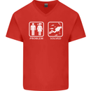 Scuba Diving Problem Solved Mens V-Neck Cotton T-Shirt Red