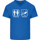 Scuba Diving Problem Solved Mens V-Neck Cotton T-Shirt Royal Blue
