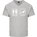 Scuba Diving Problem Solved Mens V-Neck Cotton T-Shirt Sports Grey