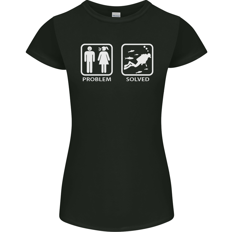 Scuba Diving Problem Solved Womens Petite Cut T-Shirt Black