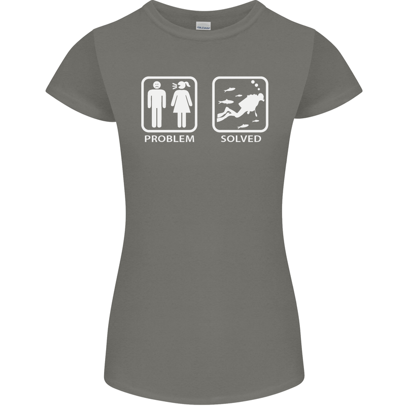 Scuba Diving Problem Solved Womens Petite Cut T-Shirt Charcoal