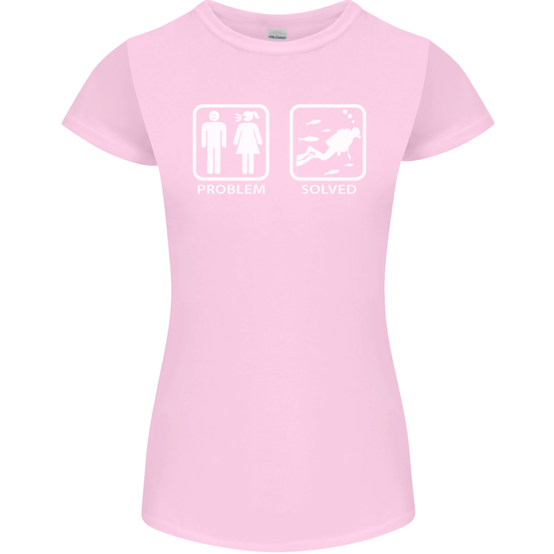 Scuba Diving Problem Solved Womens Petite Cut T-Shirt Light Pink