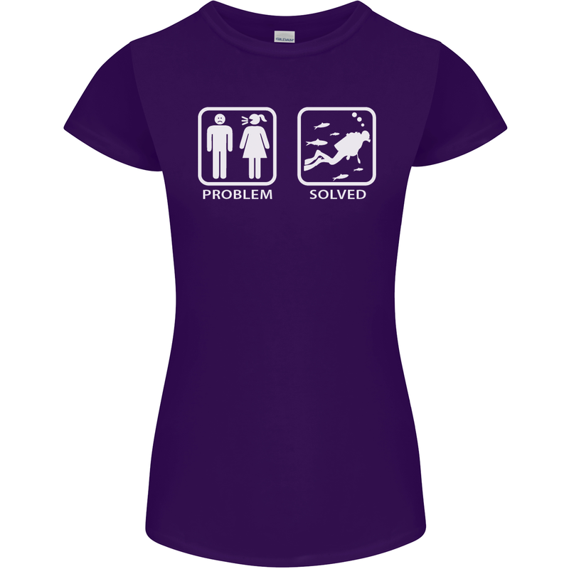 Scuba Diving Problem Solved Womens Petite Cut T-Shirt Purple