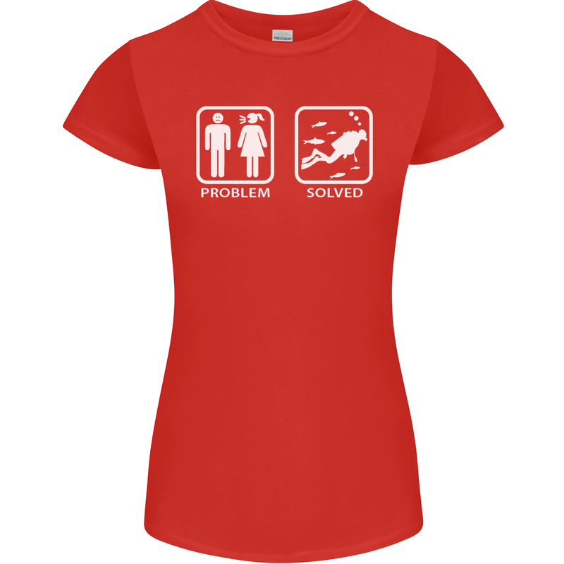 Scuba Diving Problem Solved Womens Petite Cut T-Shirt Red