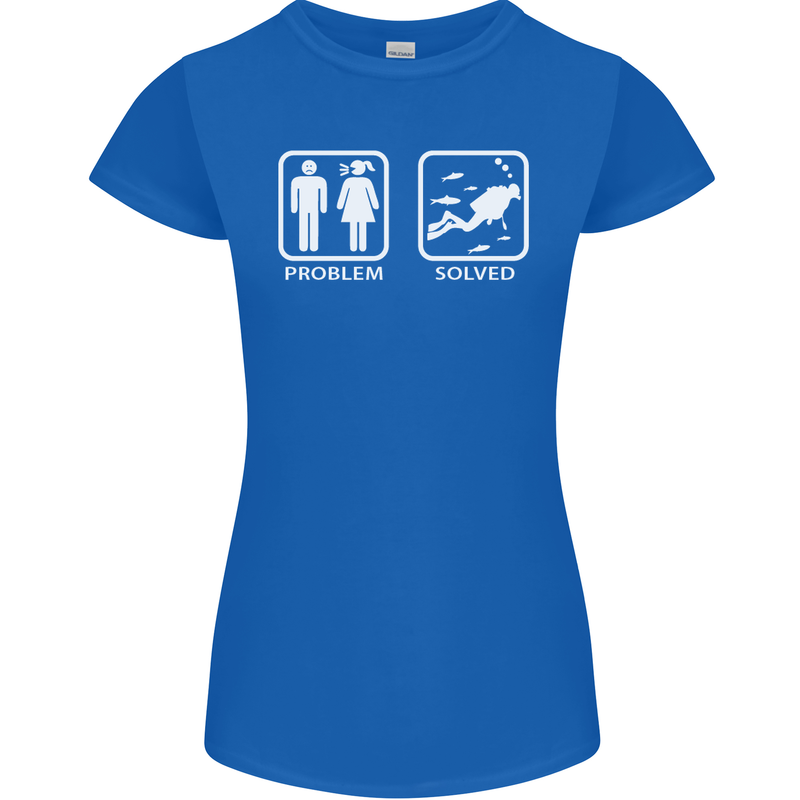 Scuba Diving Problem Solved Womens Petite Cut T-Shirt Royal Blue