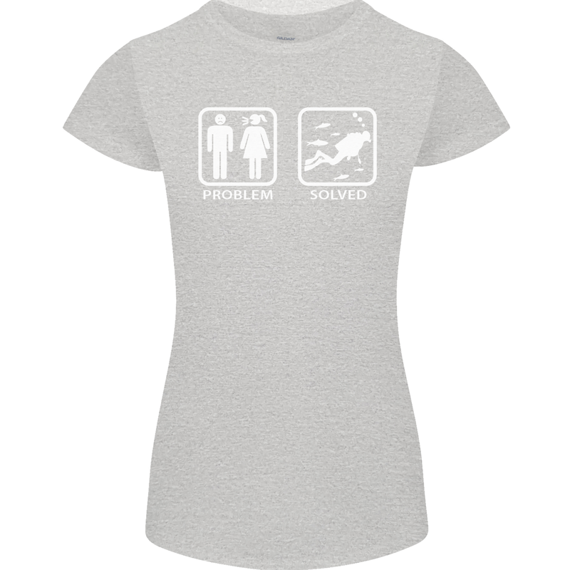 Scuba Diving Problem Solved Womens Petite Cut T-Shirt Sports Grey