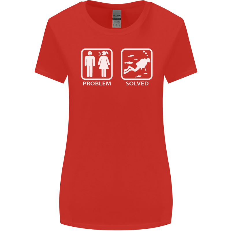 Scuba Diving Problem Solved Womens Wider Cut T-Shirt Red