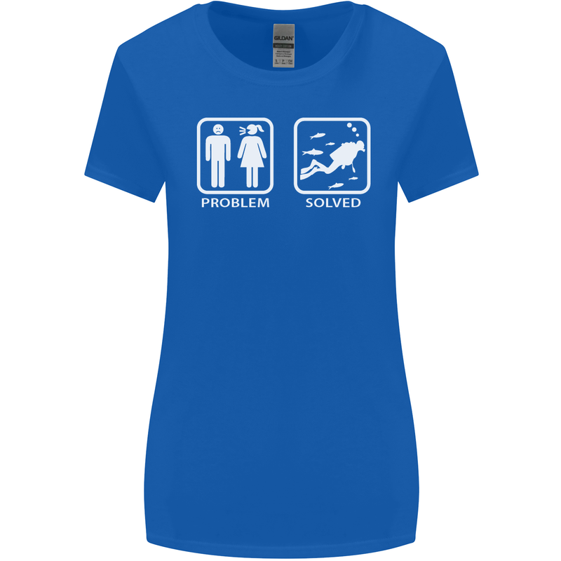 Scuba Diving Problem Solved Womens Wider Cut T-Shirt Royal Blue