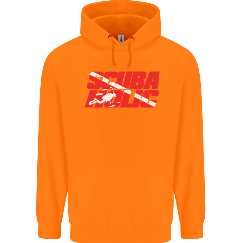 Scuba Diving Scubaholic Diver Dive Childrens Kids Hoodie Orange