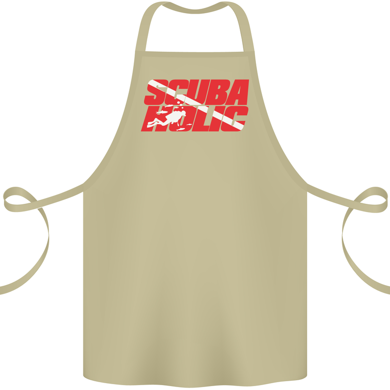 Scuba Diving Scubaholic Diver Dive Cotton Apron 100% Organic Khaki