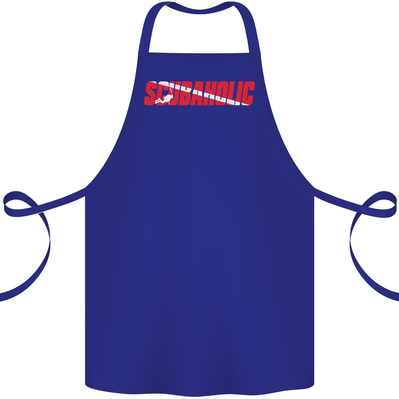 Scuba Diving Scubaholic Diver Dive Cotton Apron 100% Organic Royal Blue