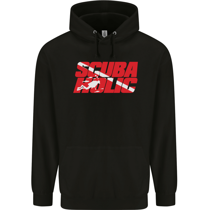 Scuba Diving Scubaholic Diver Dive Mens 80% Cotton Hoodie Black